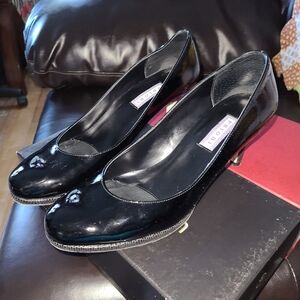 Priori Women's Black Genuine Leather Pumps Size 9 Classic Business Formal Event
